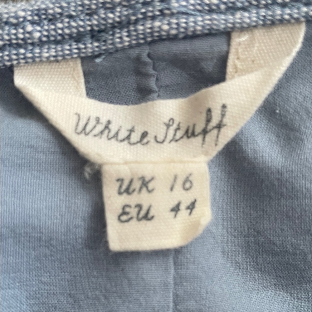 100% Linen WHITE STUFF Women's Light Blue Button-Front Skirt Preppy Coastal - Picture 2 of 9